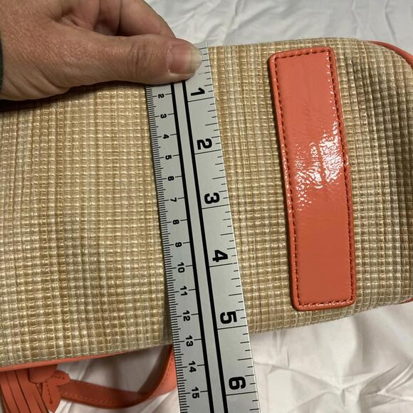 Cole Hann Serena Jitney Straw And Orange Patent Leather Tote Bag NWOT - Picture 11 of 11